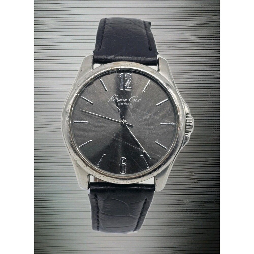 Kenneth Cole New York KCW1039 Men's Black Dial Leather Watch + FREE Ladies Watch